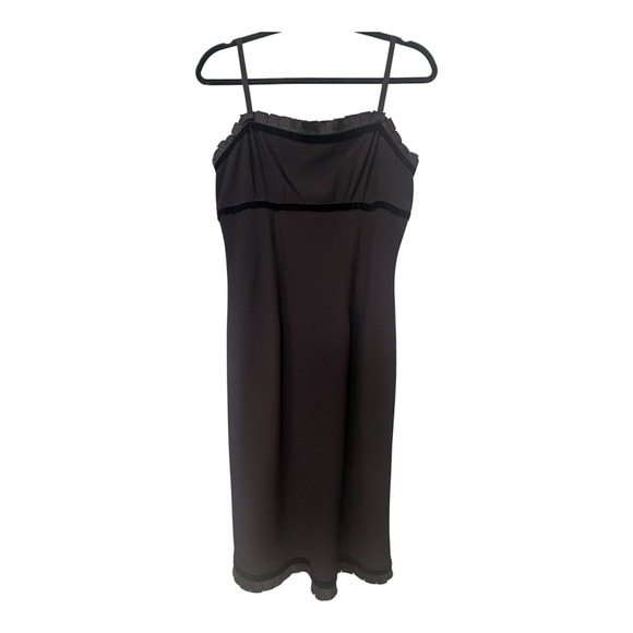 Nine West Dresses & Skirts - Vintage Y2K Black Cocktail Slip Dress Nine West Ruffle Velvet Trim Sheath Sz8